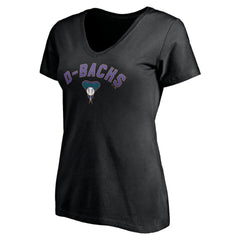 Arizona Diamondbacks Women's Cooperstown Winning Streak Personalized Name & Number V-Neck T-Shirt - Black T-shirts