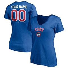 Chicago Cubs Women's Cooperstown Winning Streak Personalized Name & Number V-Neck T-Shirt - Royal T-shirts
