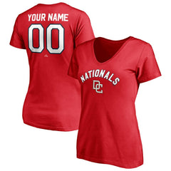 Washington Nationals Women's Cooperstown Winning Streak Personalized Name & Number V-Neck T-Shirt - Red T-shirts