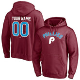 Philadelphia Phillies Cooperstown Winning Streak Alternate Personalized Name & Number Pullover Hoodie - Burgundy Hoodies