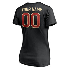 Houston Astros Women's Cooperstown Winning Streak Alternate Personalized Name & Number V-Neck T-Shirt - Black T-shirts