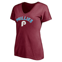 Philadelphia Phillies Women's Cooperstown Winning Streak Alternate Personalized Name & Number V-Neck T-Shirt - Burgundy T-shirts