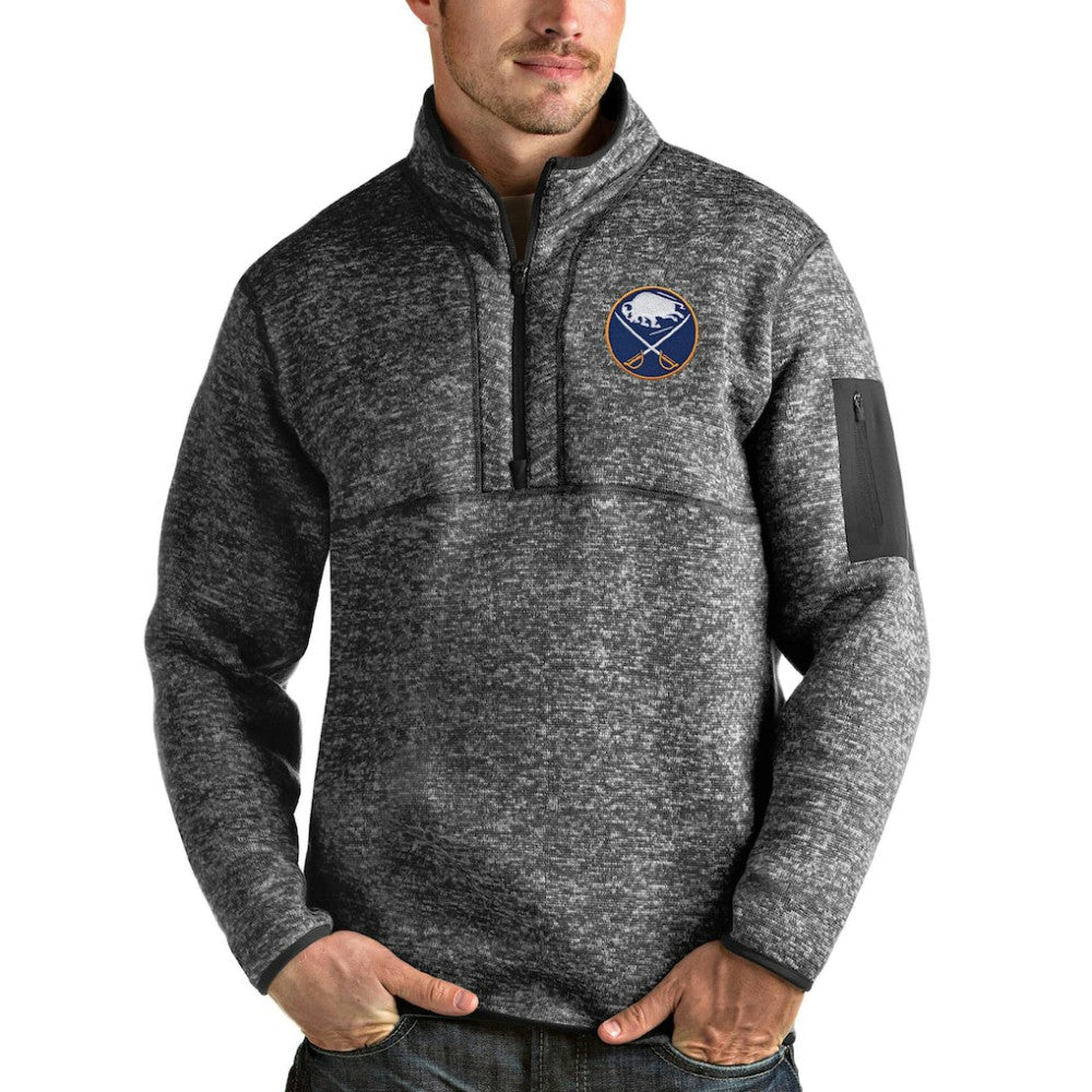 NHL Buffalo Sabres Antigua Fortune Half-Zip Pullover Jacket - Heather Gray