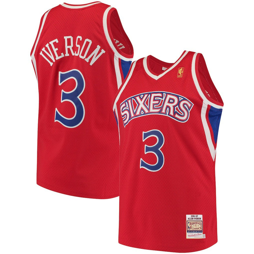 NBA Allen Iverson Philadelphia 76ers 1996/97 Hardwood Classics Authentic Jersey - Red