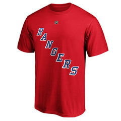 NHL Alexis Lafrenière New York Rangers Fanatics Authentic Stack Name & Number T-Shirt - Red