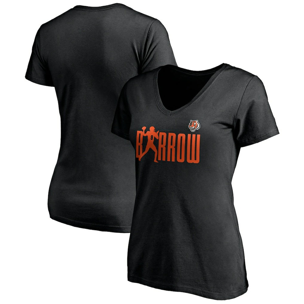 Joe Burrow Cincinnati Bengals Women's Checkdown V-Neck T-Shirt Black