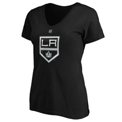NHL Quinton Byfield Los Angeles Kings Fanatics Women's Authentic Stack Name & Number V-Neck T-Shirt - Black
