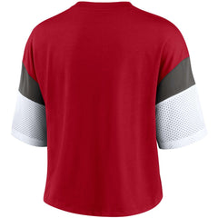 Tampa Bay Buccaneers Women's Nickname Tri-Blend Performance Crop Top Red/White