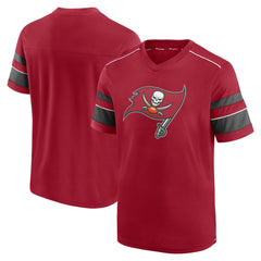 Tampa Bay Buccaneers Textured Hashmark V-Neck T-Shirt Red