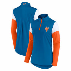 New York Mets Fanatics Women's Authentic Fleece Quarter-Zip Jacket - Royal/Orange Jackets