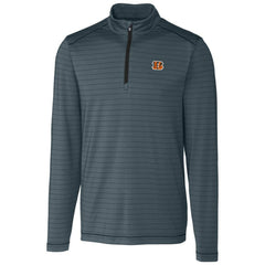 Cincinnati Bengals Cutter & Buck Holman Stripe Quarter-Zip Pullover Jacket Heather Black
