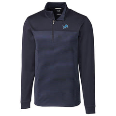 Detroit Lions Cutter & Buck Traverse Stripe Quarter-Zip Pullover Jacket Navy
