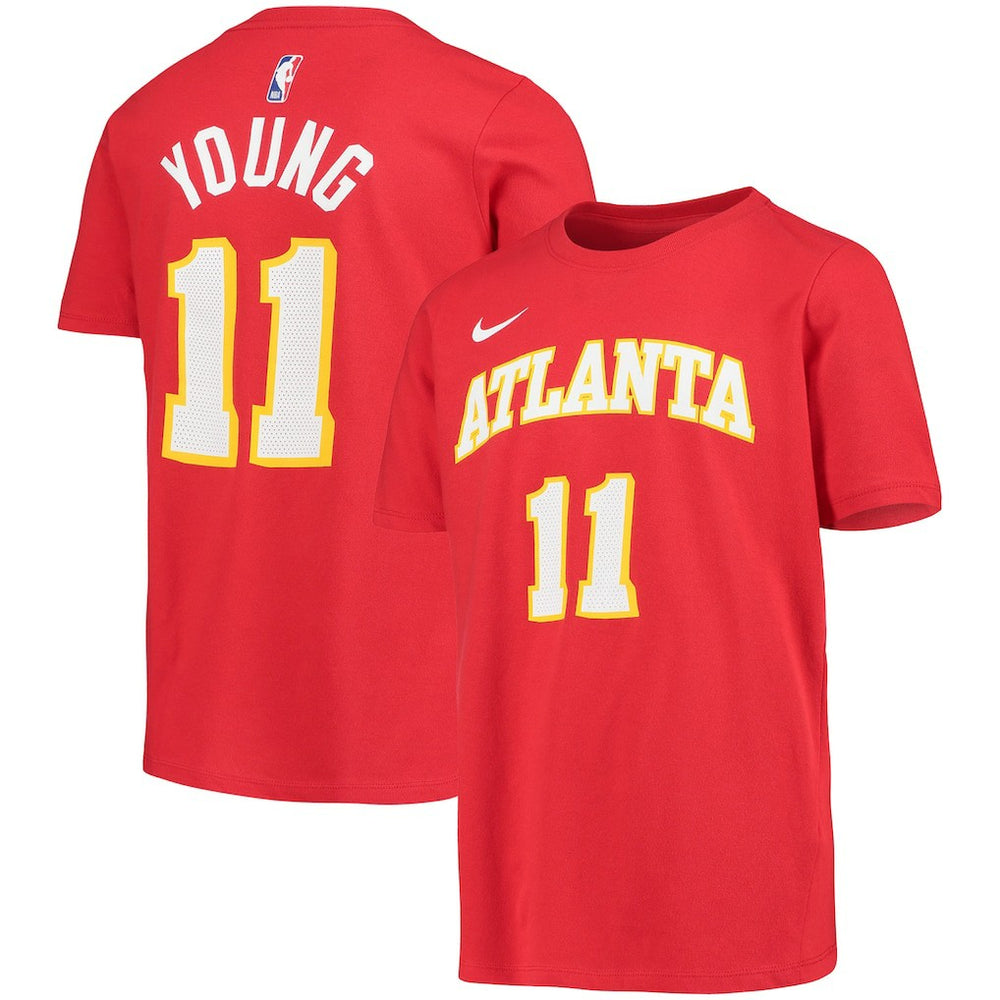 Trae Young Atlanta Hawks Youth Logo Name & Number Performance T-Shirt Red