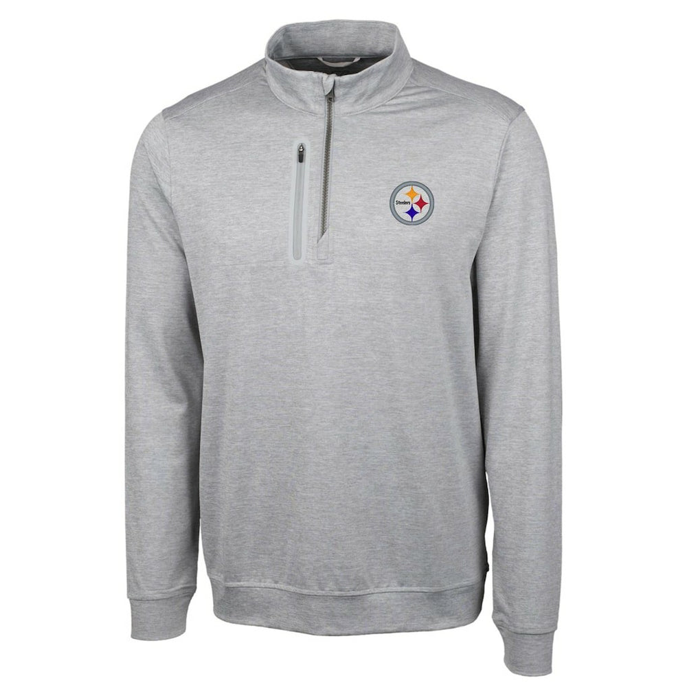 Pittsburgh Steelers Cutter & Buck Big & Tall Stealth Quarter-Zip Pullover Jacket Heather Gray