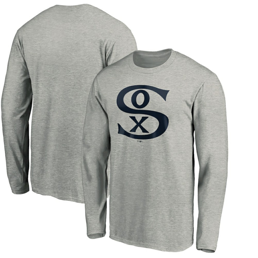Chicago White Sox Cooperstown Collection Huntington Logo Long Sleeve T-Shirt - Heathered Gray T-shirts