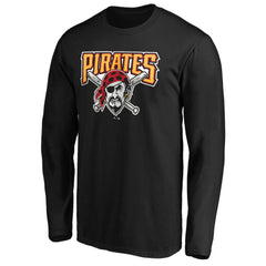 Pittsburgh Pirates Cooperstown Collection Huntington Logo Long Sleeve T-Shirt - Black T-shirts