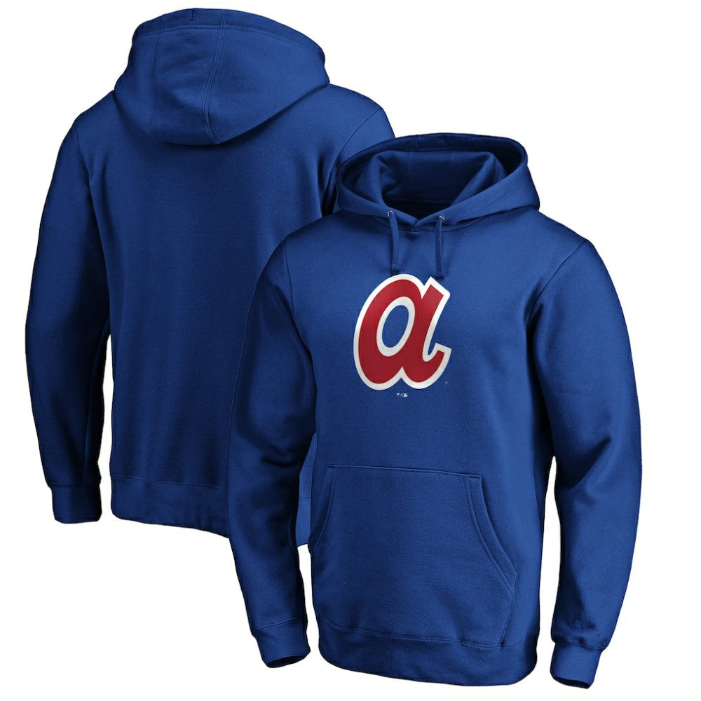 Atlanta Braves Cooperstown Collection Huntington Logo Fitted Pullover Hoodie - Royal Hoodies