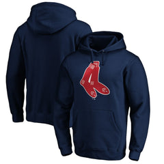 Boston Red Sox Cooperstown Collection Huntington Logo Fitted Pullover Hoodie - Navy Hoodies