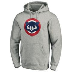 Chicago Cubs Cooperstown Collection Huntington Logo Fitted Pullover Hoodie - Heather Gray Hoodies