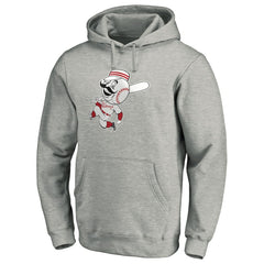 Cincinnati Reds Cooperstown Collection Huntington Logo Fitted Pullover Hoodie - Heather Gray Hoodies