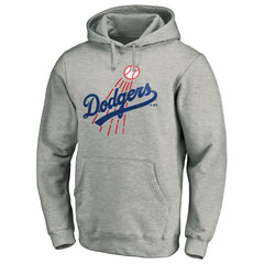 Los Angeles Dodgers Cooperstown Collection Huntington Logo Fitted Pullover Hoodie - Heather Gray Hoodies
