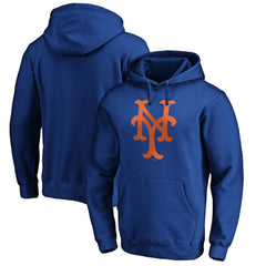 New York Mets Cooperstown Collection Huntington Logo Fitted Pullover Hoodie - Royal Hoodies
