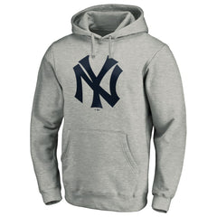 New York Yankees Cooperstown Collection Huntington Logo Fitted Pullover Hoodie - Heather Gray Hoodies