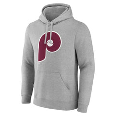 Philadelphia Phillies Cooperstown Collection Huntington Logo Fitted Pullover Hoodie - Heather Gray Hoodies
