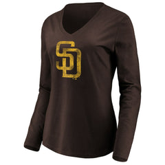 San Diego Padres Women's Core Distressed Team Long Sleeve T-Shirt - Brown T-shirts