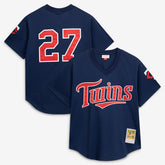 MLB David Ortiz Minnesota Twins Mitchell & Ness 2002 Cooperstown Collection Mesh Batting Practice Jersey - Navy