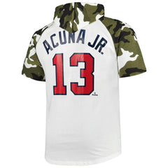 Ronald Acuna Jr. Atlanta Braves Player Big & Tall Raglan Hoodie T-Shirt - White/Camo Hoodies