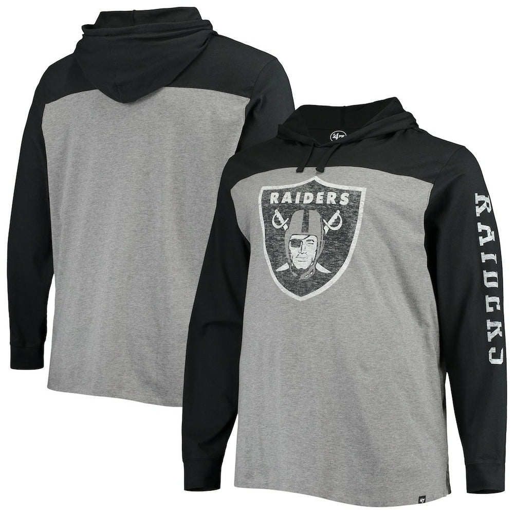 Las Vegas Raiders '47 Franklin Wooster Long Sleeve Hoodie T-Shirt Heathered Gray/Black