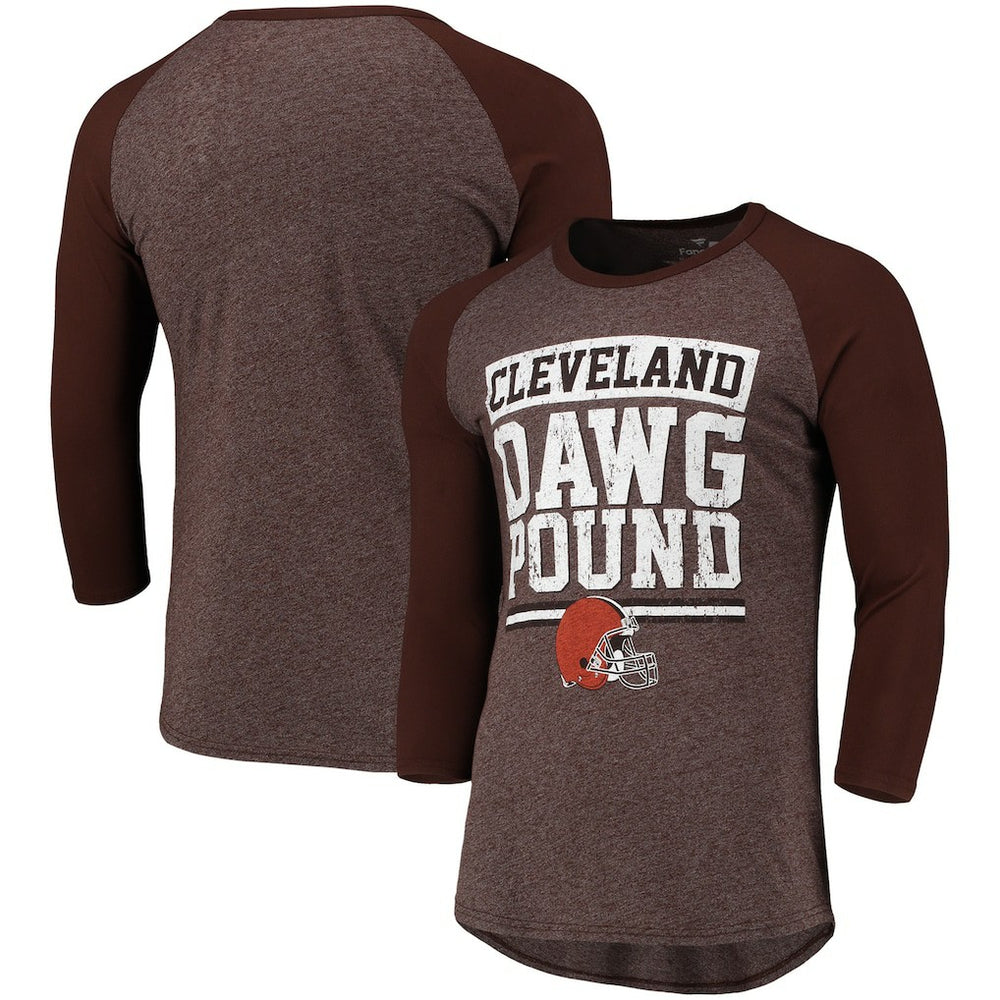 Cleveland Browns Pastime Raglan 3/4-Sleeve T-Shirt Heathered Brown