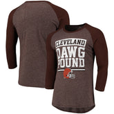 Cleveland Browns Pastime Raglan 3/4-Sleeve T-Shirt Heathered Brown