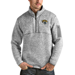 Jacksonville Jaguars Antigua Team Logo Fortune Quarter-Zip Pullover Jacket Heather Gray
