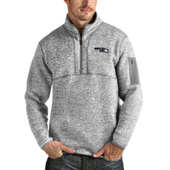 Seattle Seahawks Antigua Team Logo Fortune Quarter-Zip Pullover Jacket Heather Gray
