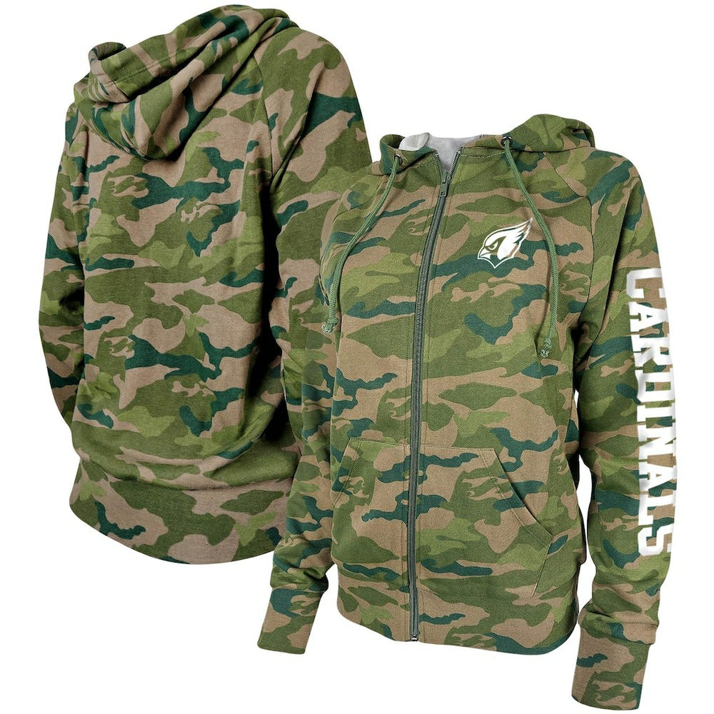 Arizona Cardinals New Era Women's Raglan Full-Zip Hoodie Camo