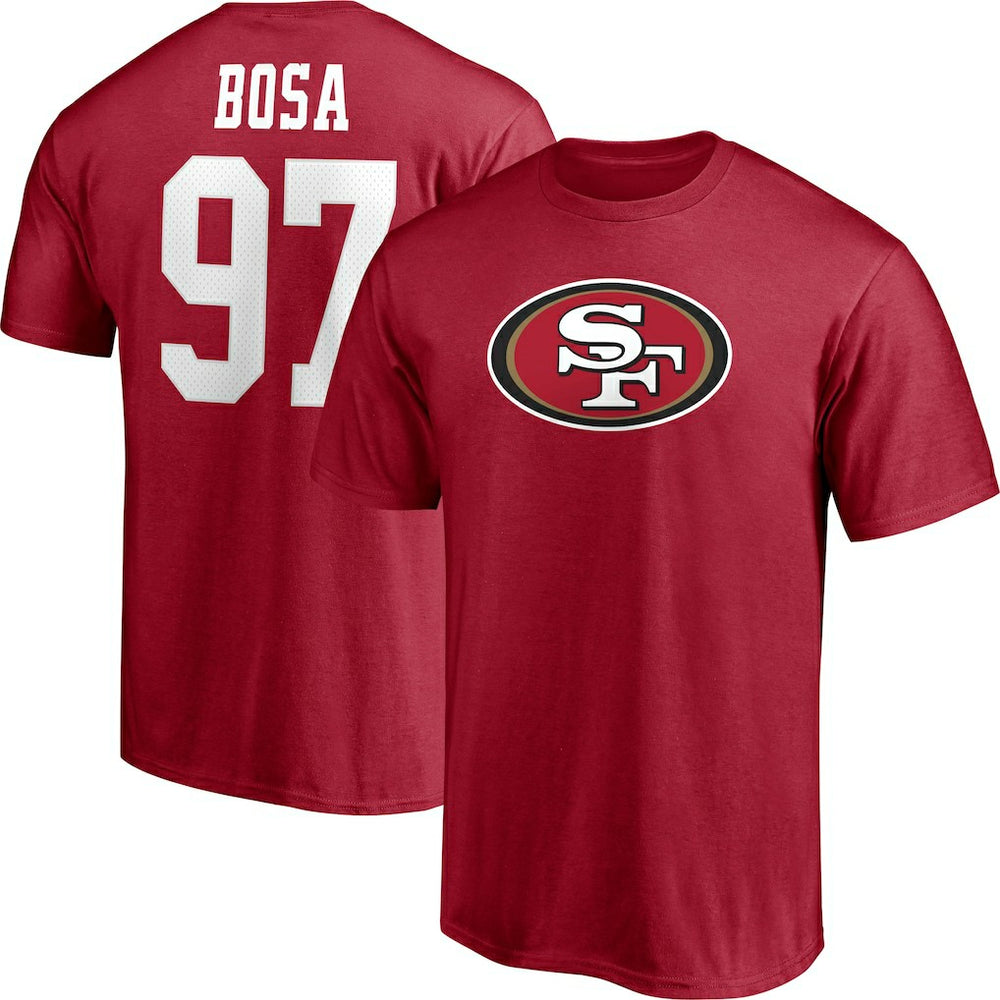 Nick Bosa San Francisco 49ers Player Icon Name & Number T-Shirt Scarlet