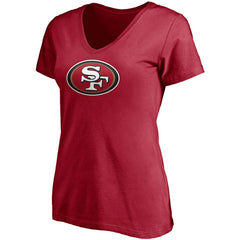 Nick Bosa San Francisco 49ers Women's Player Icon Name & Number V-Neck T-Shirt Scarlet