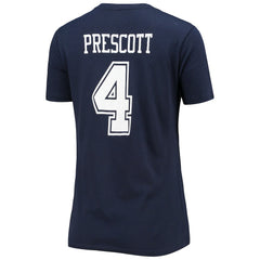 Dak Prescott Dallas Cowboys Women's Player Icon Name & Number V-Neck T-Shirt Navy