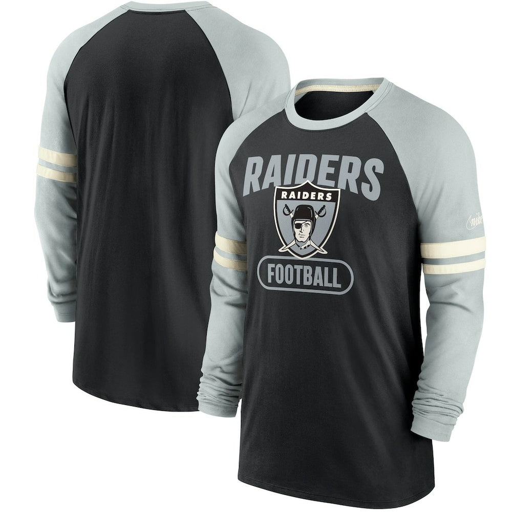 Las Vegas Raiders Throwback Raglan Long Sleeve T-Shirt Black/Silver