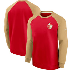 San Francisco 49ers Historic Raglan Crew Performance Sweater Scarlet/Gold