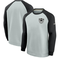 Las Vegas Raiders Historic Raglan Crew Performance Sweater Silver/Black