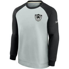 Las Vegas Raiders Historic Raglan Crew Performance Sweater Silver/Black