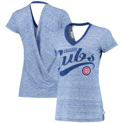 Chicago Cubs Touch Women's Hail Mary V-Neck Back Wrap T-Shirt - Royal T-shirts
