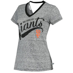 San Francisco Giants Touch Women's Hail Mary V-Neck Back Wrap T-Shirt - Black T-shirts