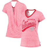 Washington Nationals Touch Women's Hail Mary V-Neck Back Wrap T-Shirt - Red T-shirts