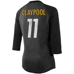 Chase Claypool Pittsburgh Steelers Women's Team Player Name & Number Tri-Blend Raglan 3/4-Sleeve T-Shirt Black