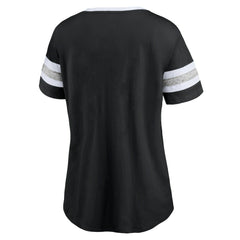Brooklyn Nets Women's Block Party Striped Sleeve T-Shirt Black/Heathered Gray