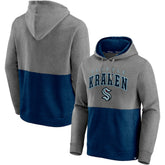 NHL Seattle Kraken Fanatics Block Party Classic Arch Signature Pullover Hoodie - Heathered Gray/Deep Sea Blue